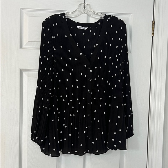 Penningtons Tops - Penningtons Black Blouse with White Dots